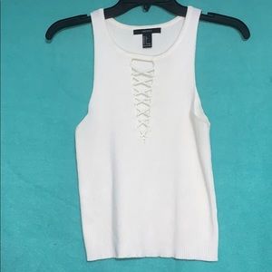 White crisscrossed tank top